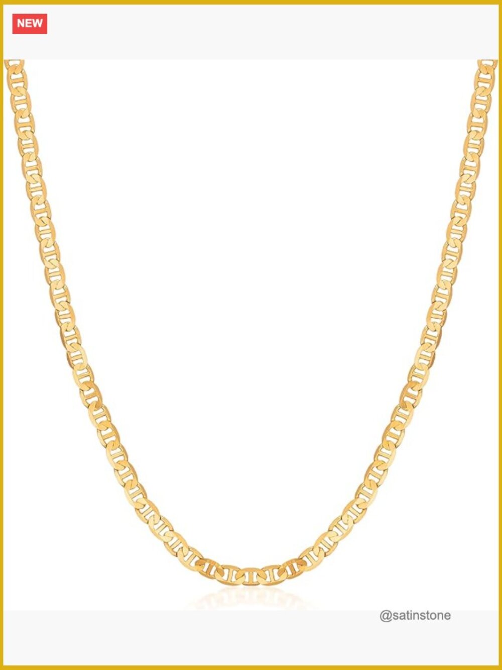 18K Gold Plated Mariner Chain Necklace, 18 Inch Length